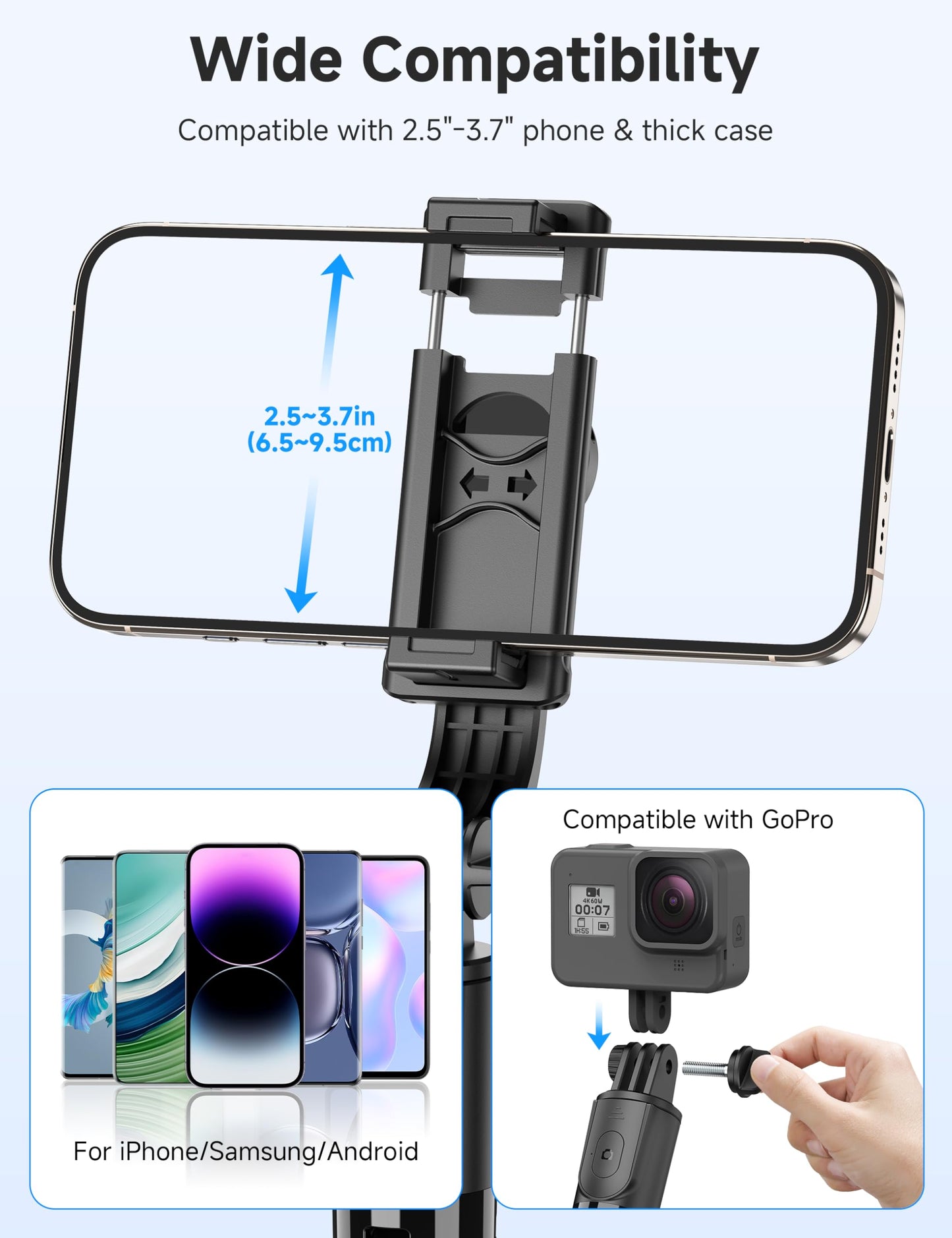 4-in-1 Portable Selfie Stick Tripod with Remote - 360 Degree Rotating Phone Holder for iPhone and Android