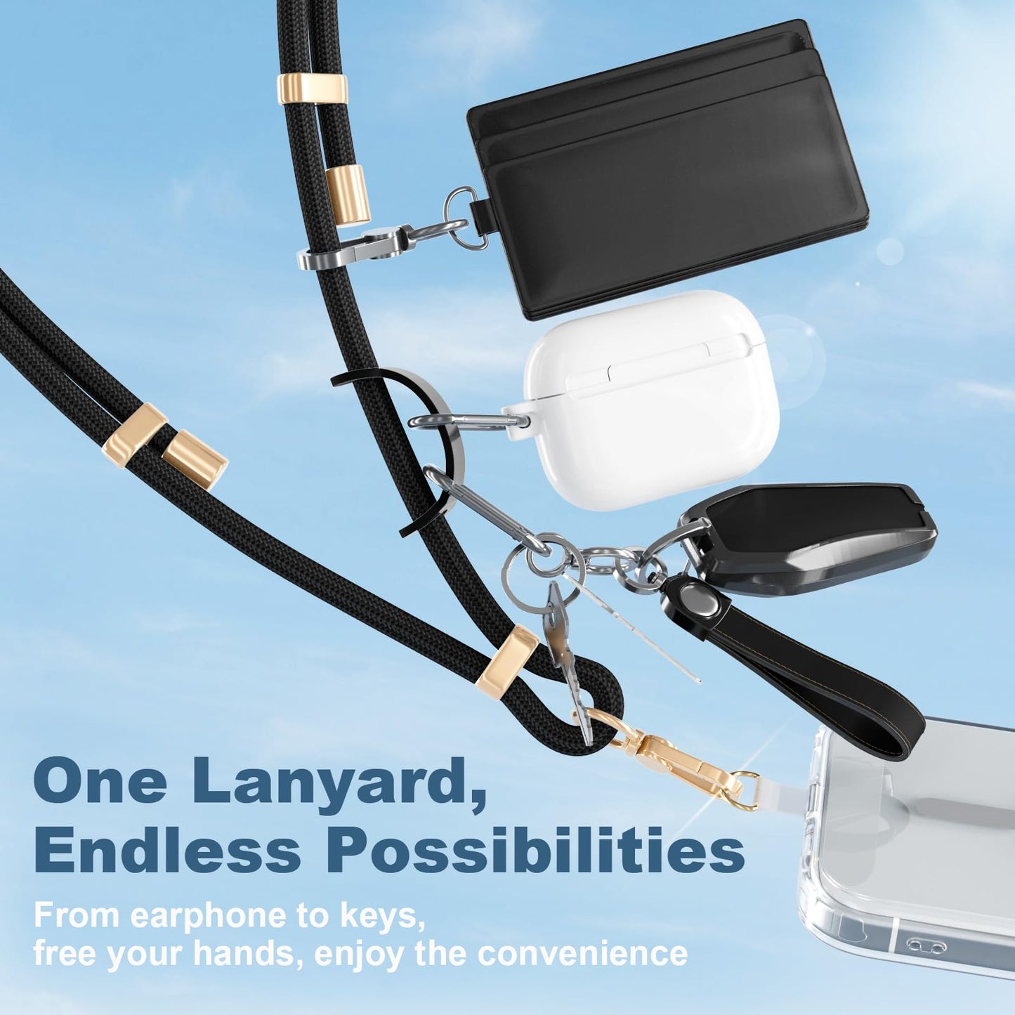 Phone Lanyard and Wrist Strap Kit - Adjustable Crossbody Neck Lanyard Anti-Theft for All Phones