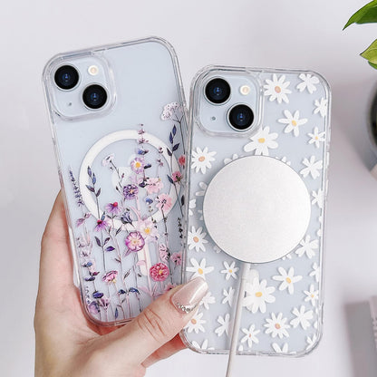 iPhone 14 Case for iPhone 13 Case [Compatible with Magsafe], Cute Flower Gir
