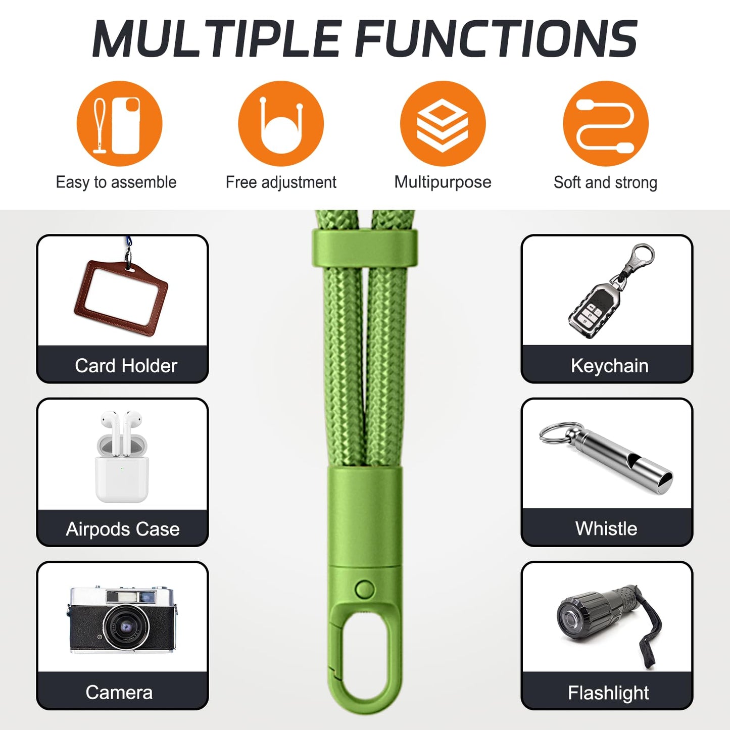 Pack Phone Lanyard,2×Phone Wrist Strap,4×Tether Tabs,Universal Cell Phone Multif