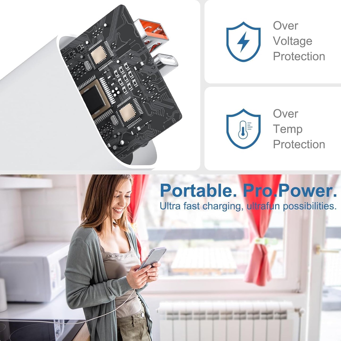 Charger Block For Iphone,20W Dual Port Fast Wall Charger,Usb C & Usb A Power Ada