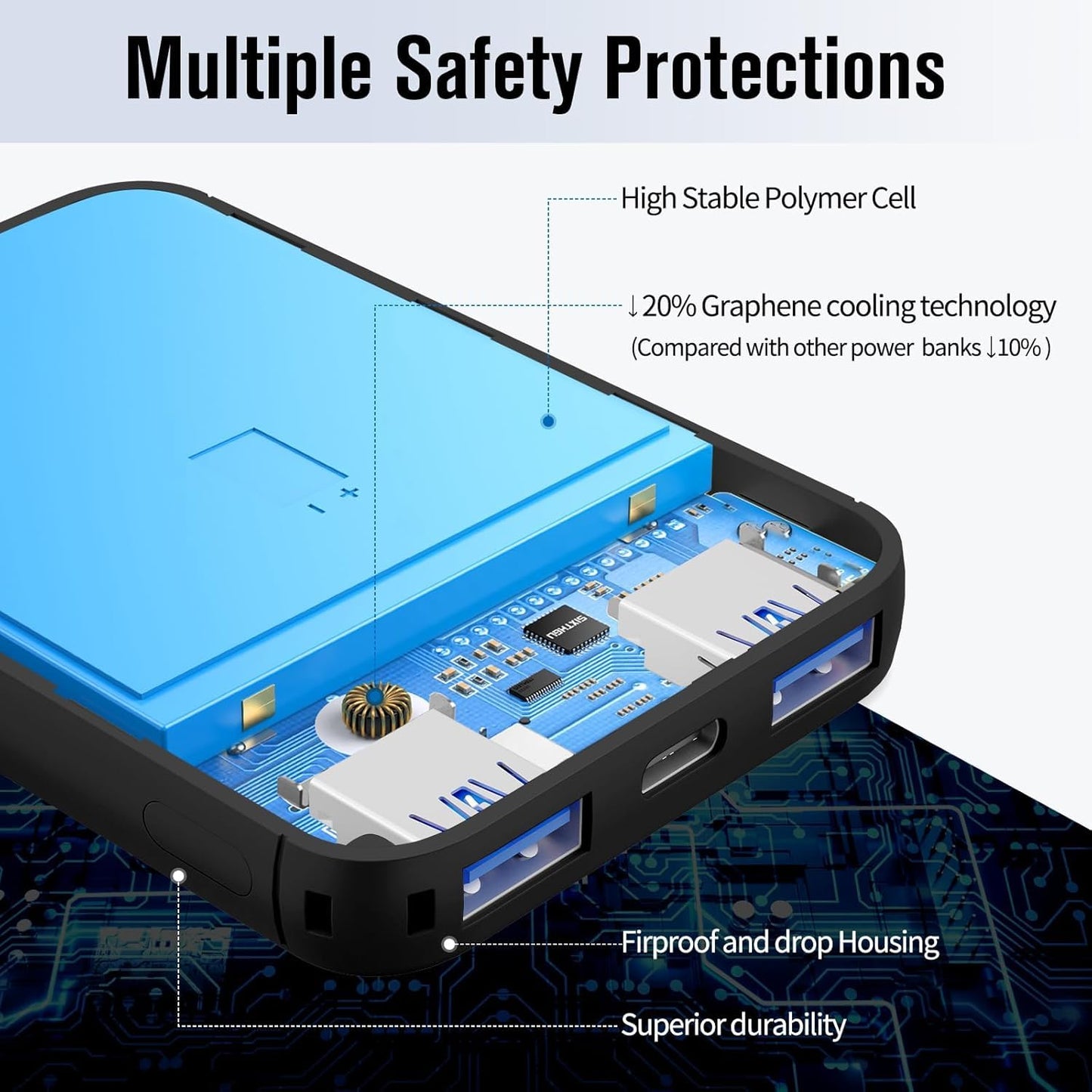 Portable Charger, Mini Colorful Power Bank, Powernano, 5000Mah External Battery
