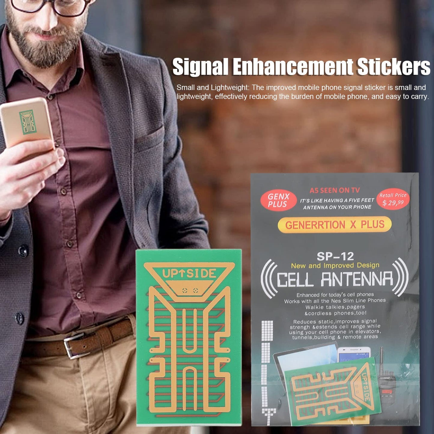 Signal Booster Stickers 5 Pack — Mobile Antenna Enhancer for Elevators, Tunnels
