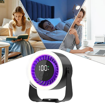 Portable Desk Fan | USB Rechargeable with 10-Speed Quiet Operation | Compact Design for Efficient Cooling