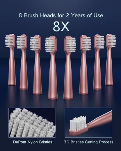 Electric Toothbrush For Adults, Usb Rechargeable Sonic Toothbrush With 8 Brush H