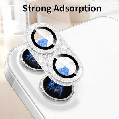 17 Camera Lens Protector — 9H Tempered Glass Bling Glitter Full Cover, Silver