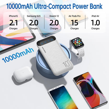 Slim Portable Charger External Battery Pack - Dual USB 2.4A Output Power Bank