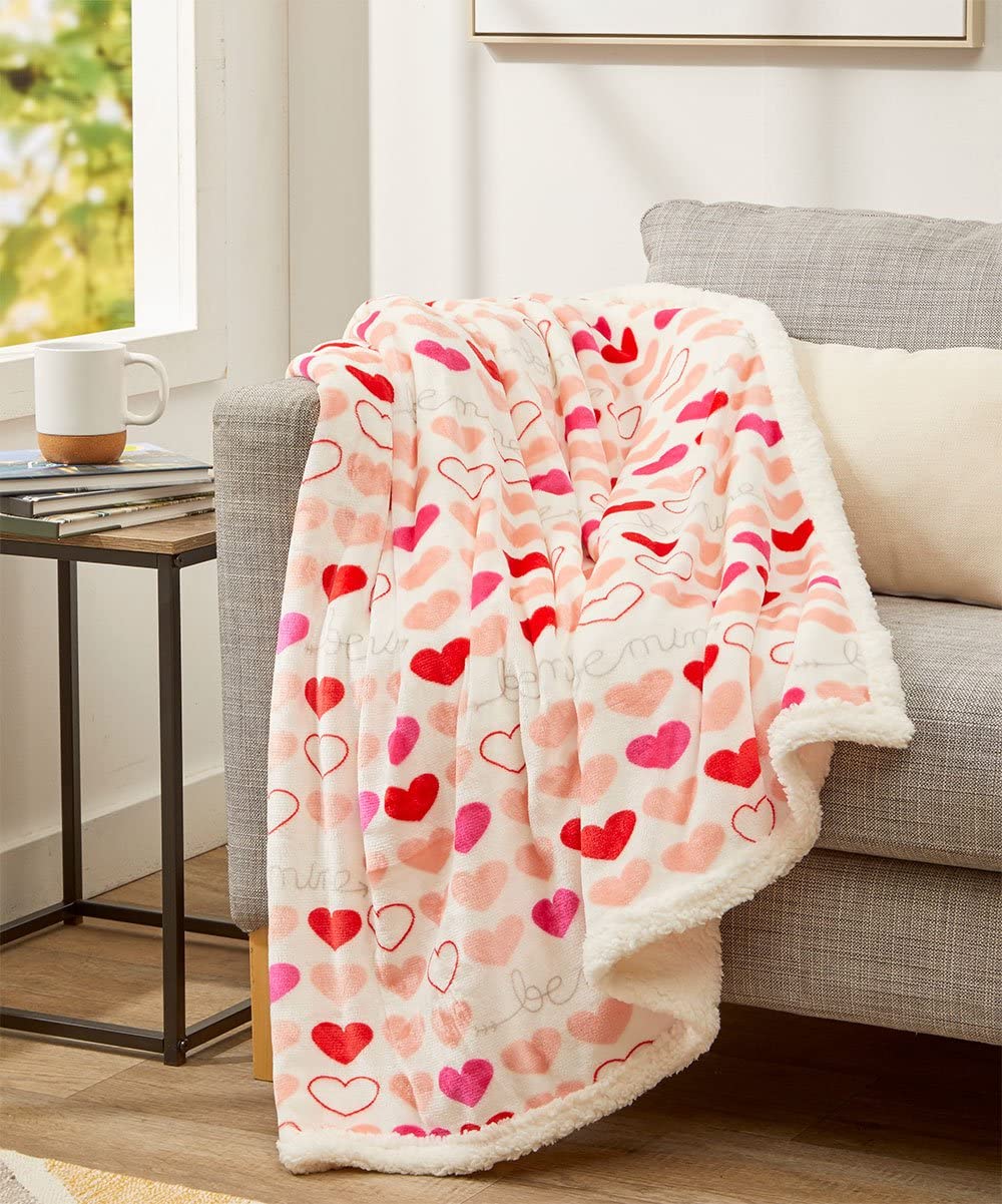 FAITH, HOPE, LOVE HOME DÉCOR Heart Throw Blanket – Ultra Soft Microplush 50"x60" | Cozy Love Theme Gift for Couch, Bed, Travel | Washable