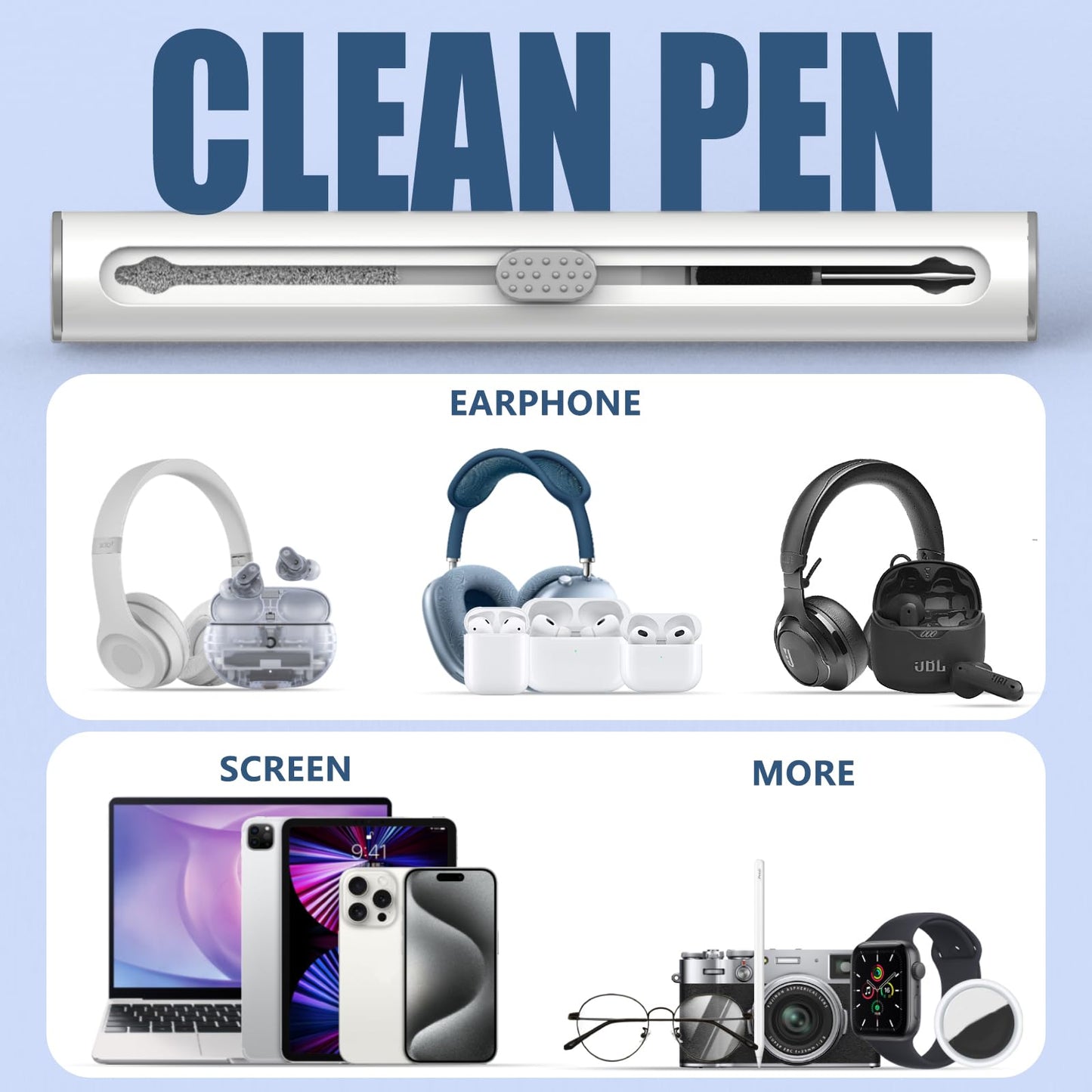 Kit For Airpods Pro 3 2 1 Series,Multi-Function Cleaning Pen Tool For Earbuds He