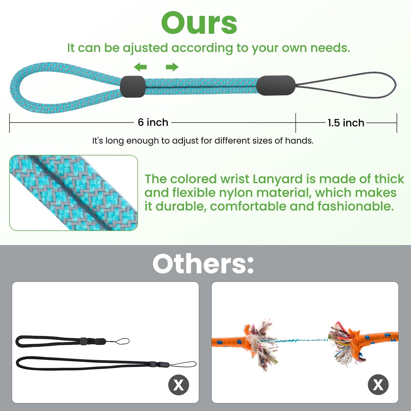 Hand Wrist Strap Lanyard, 8 Pcs Adjustable Nylon Wrist Strap Lanyard, Colorful H