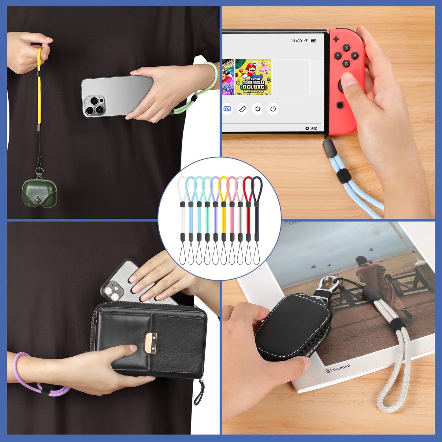 Strap Lanyard, 10 Pack Adjustable Colorful Wristlet Phone Lanyards For Keys, Cel