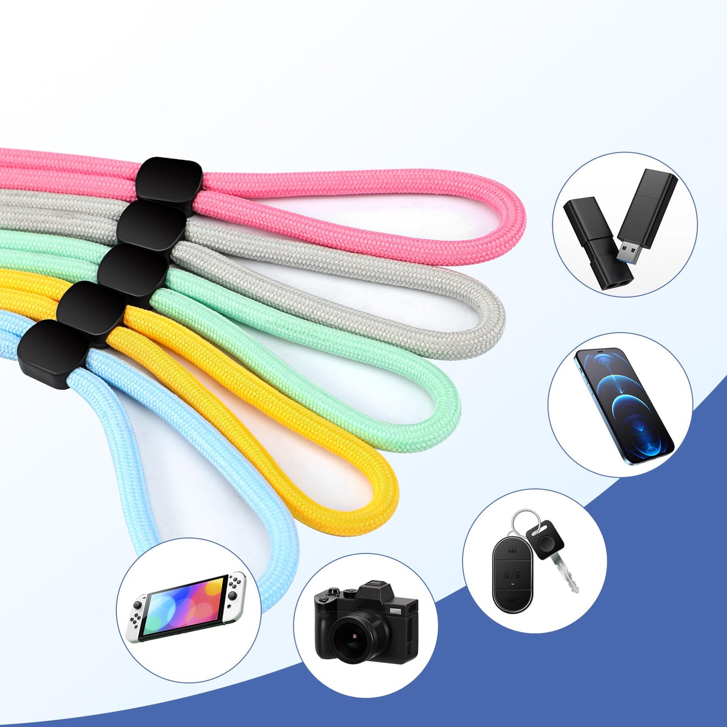 Wrist Strap Lanyard, Adjustable Nylon Colorful For Mobile Phone, Camara, Usb Fla