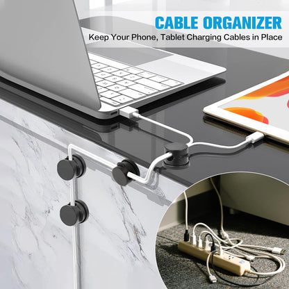 Cable Clips 6 Pack — 360° Rotatable Cord Organizer Adhesive Wire Management for