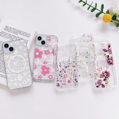 iPhone 14 Case for iPhone 13 Case [Compatible with Magsafe], Cute Flower Gir