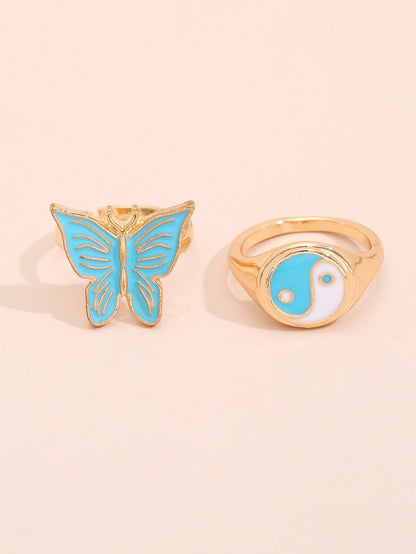 Anillo de señora personalizado, colorido, mariposa, chisme, nueva combinación