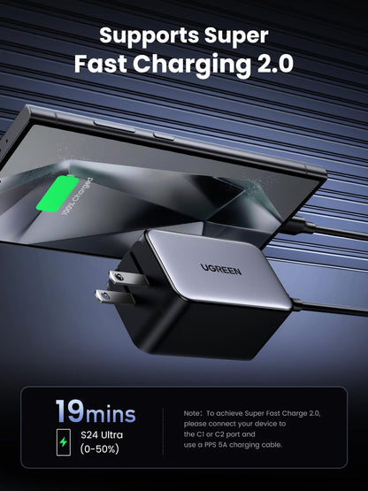 65W Gan Usb C Wall Charger, 4-Port Fast Type-C Charger Macbook Pro/Air, Iphone 1