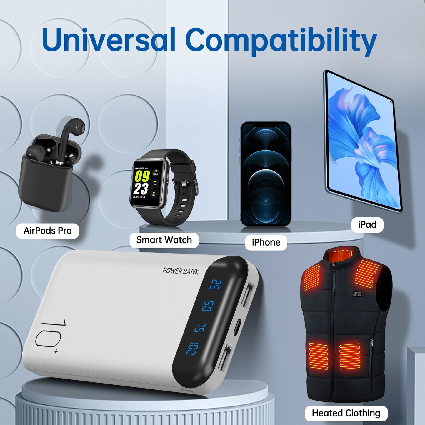 Slim Portable Charger External Battery Pack - Dual USB 2.4A Output Power Bank