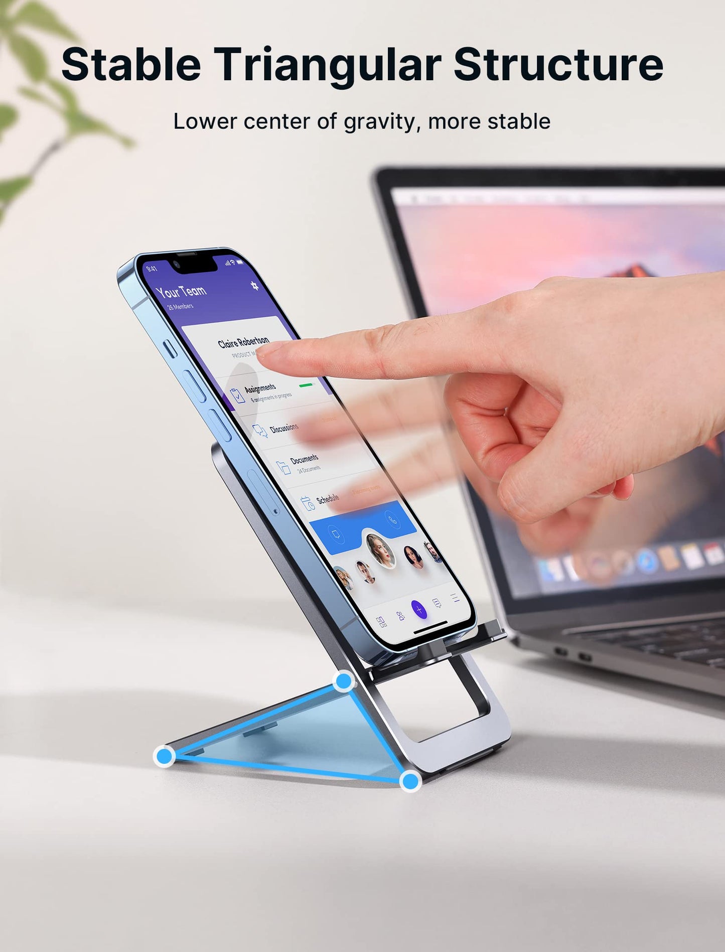 Adjustable Aluminum Phone Stand for Desk - Portable Foldable Holder for iPhone 17 16 15 and Samsung