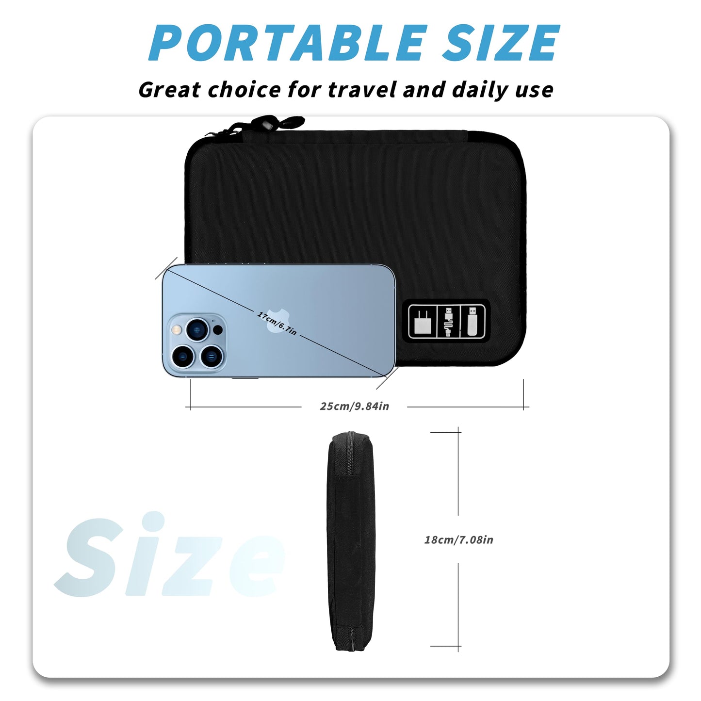 Electronics Organizer Bag — Portable Cable Cord Organizer Pouch for Chargers & A