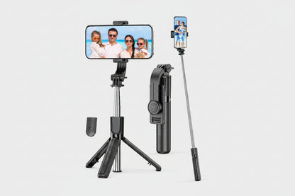 4-in-1 Portable Selfie Stick Tripod with Remote - 360 Degree Rotating Phone Holder for iPhone and Android