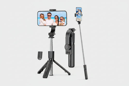 4-in-1 Portable Selfie Stick Tripod with Remote - 360 Degree Rotating Phone Holder for iPhone and Android