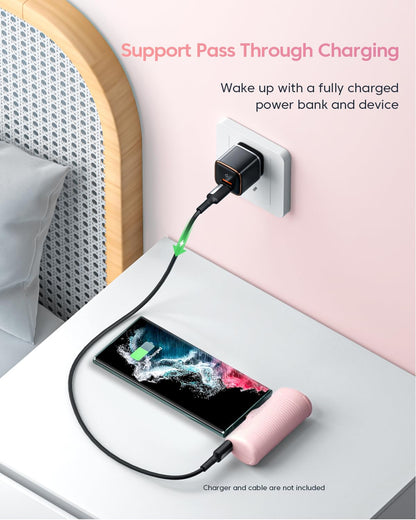 USB-C Power Bank 4500mAh with Built-In USB-C Plug - Mini Compact Portable Battery Pack