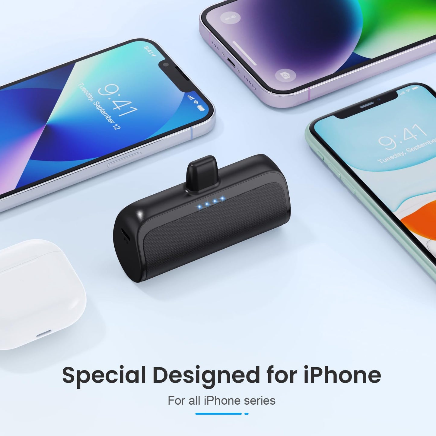 Chargeur Power Bank pour iPhone, Chargeur de Téléphone Portable 5200mAh Ultra-Compact PD F