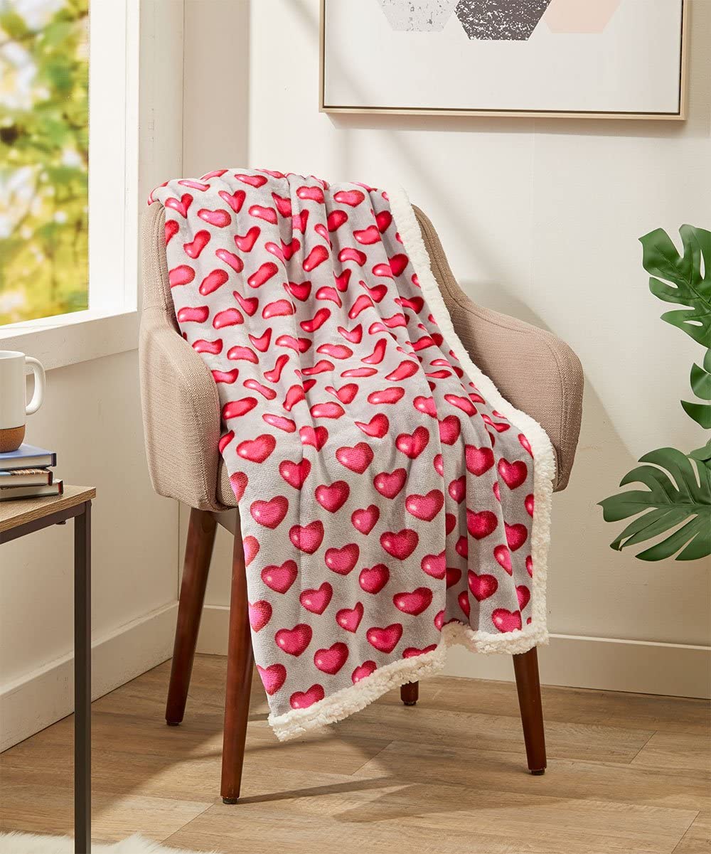 FAITH, HOPE, LOVE HOME DÉCOR Heart Throw Blanket – Ultra Soft Microplush 50"x60" | Cozy Love Theme Gift for Couch, Bed, Travel | Washable