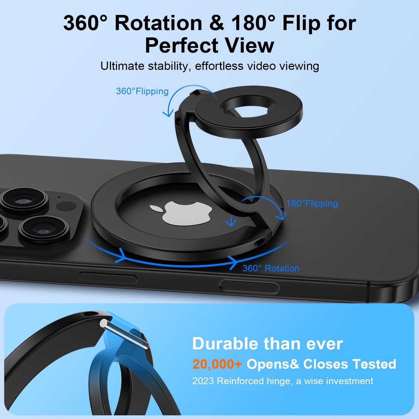 Magnetic Phone Ring Holder - Dual-Sided Finger Grip Kickstand for iPhone 17 16 15 and Samsung