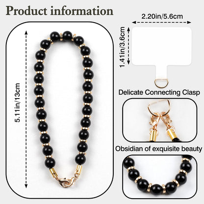 Dragonne de téléphone perlée en marbre avec attache – Cordon bracelet mains libres