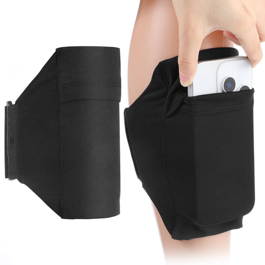 Sangles de jambe, support de téléphone portable noir pour jambe, bande réglable pour téléphone portable pour femmes et