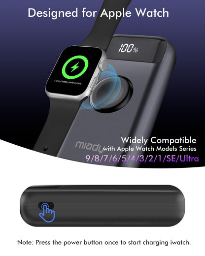 Apple Watch Charger,10000Mah Pd 22.5W Fast Charging Power Bank Has Usb C & A Por