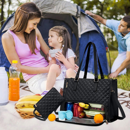 2 in 1 Insulated Lunch Tote with Laptop Compartment 15 Inch Work Bag