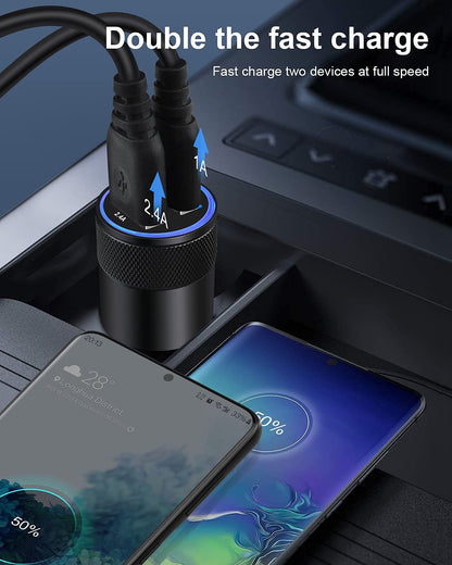 Chargeur de voiture USB double port (lot de 2) - Charge rapide 3,4 A pour iPhone 17 16 15 14 et Samsung Galaxy
