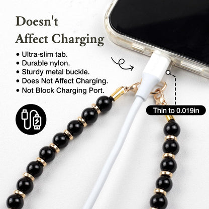 Dragonne de téléphone perlée en marbre avec attache – Cordon bracelet mains libres