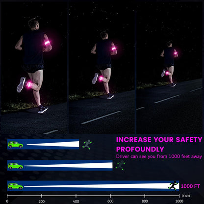 Led Armband For Running Walking At Night,Reflective Arm Bands For Runners,Rechar