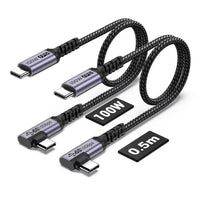 Short Usb C Cable 3.1 Right Angle [1.5Ft 2 Packs], 5A Fast Charging, 10Gbbps Hig