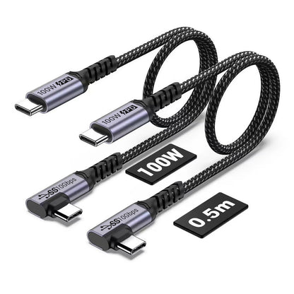 Short Usb C Cable 3.1 Right Angle [1.5Ft 2 Packs], 5A Fast Charging, 10Gbbps Hig
