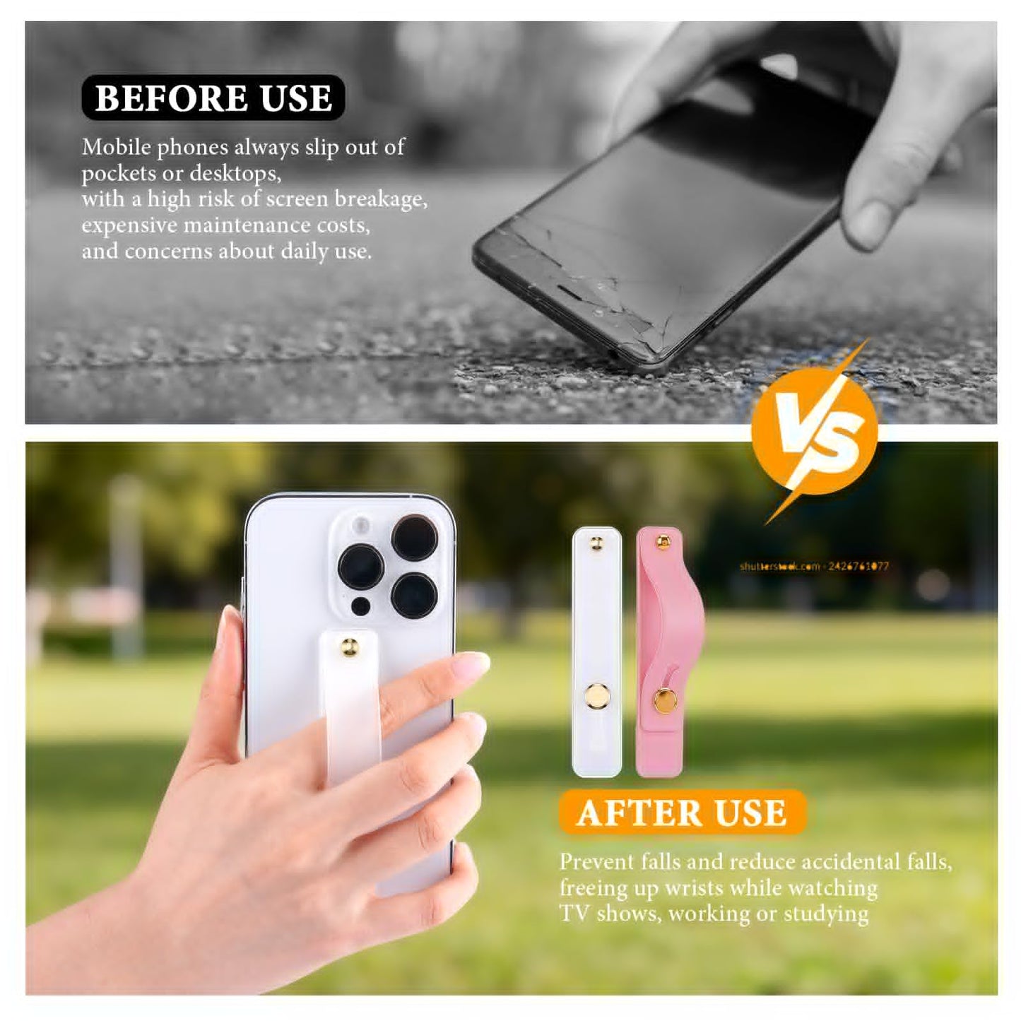 Silicone Phone Strap With Kickstand - Versatile Grip & Holder For Most Phones An