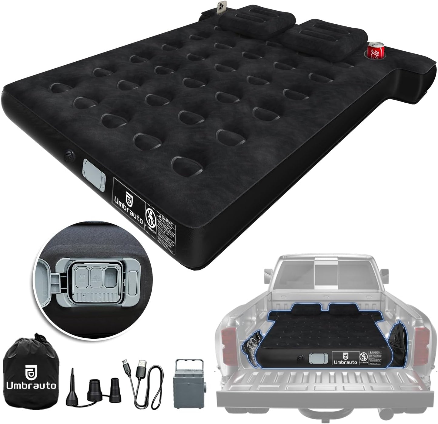 Matelas pneumatique pour plateau de camion Umbrauto en forme de T, gonflable, pour camionnette courte de 5,5 à 5,8 pieds, pour le camping