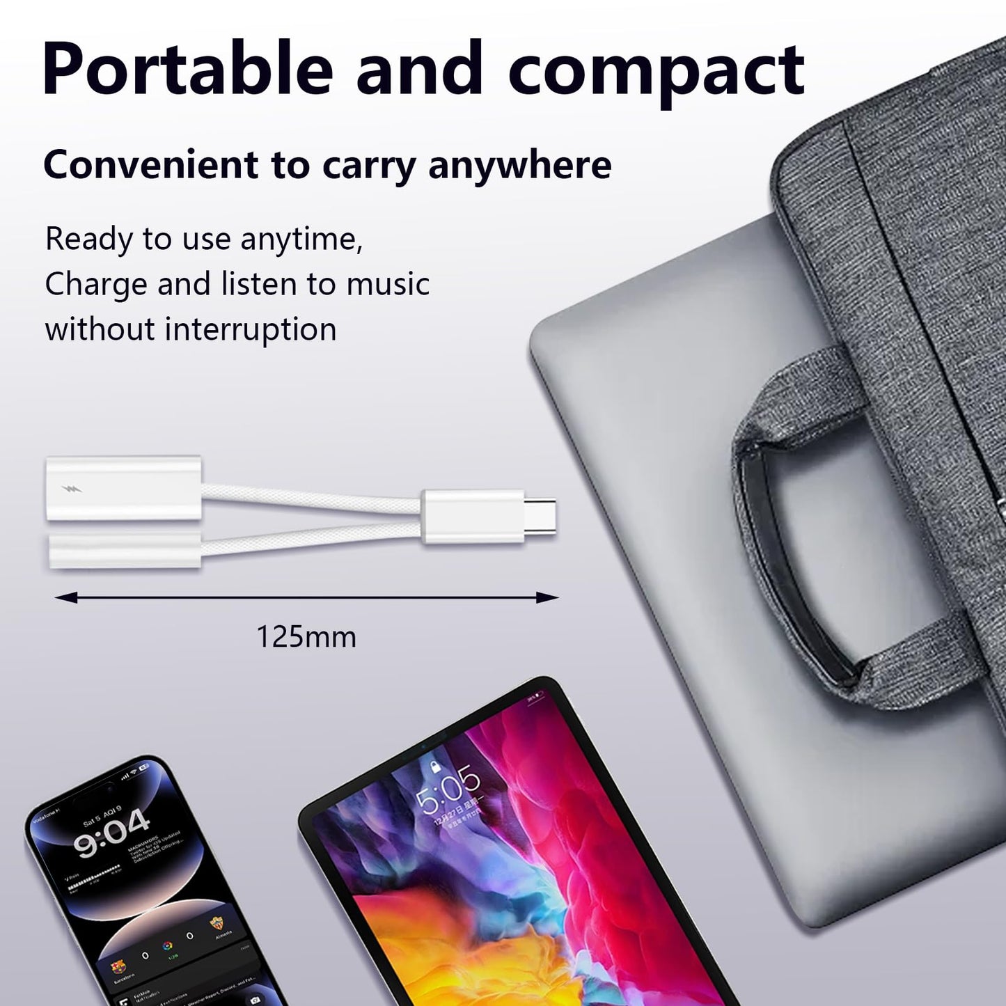 To 3.5Mm Headphone And Charger Adapter, 2-In-1 Usb Type C To Aux Jack Dongle Cab