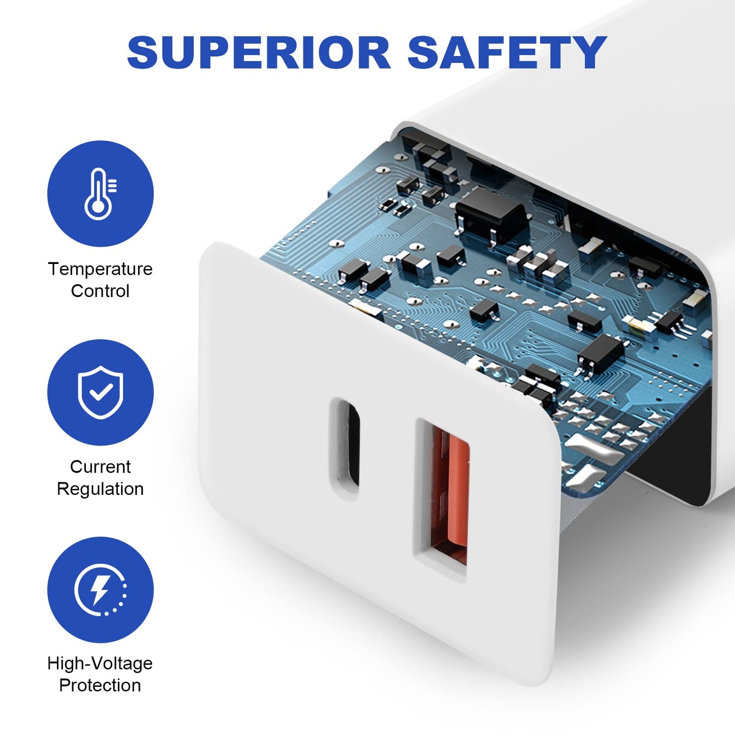 20W Usb-C Wall Charger Block, Usb-C And Usb-Adual-Port Fast Charging，For 17 16 1