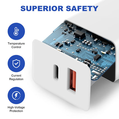 20W Usb-C Wall Charger Block, Usb-C And Usb-Adual-Port Fast Charging，For 17 16 1