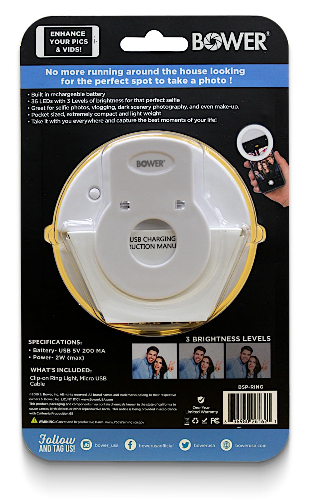 On Ring Light For Phone | 36 Led Ultra Wide Range Rechargeable Selfie Light With