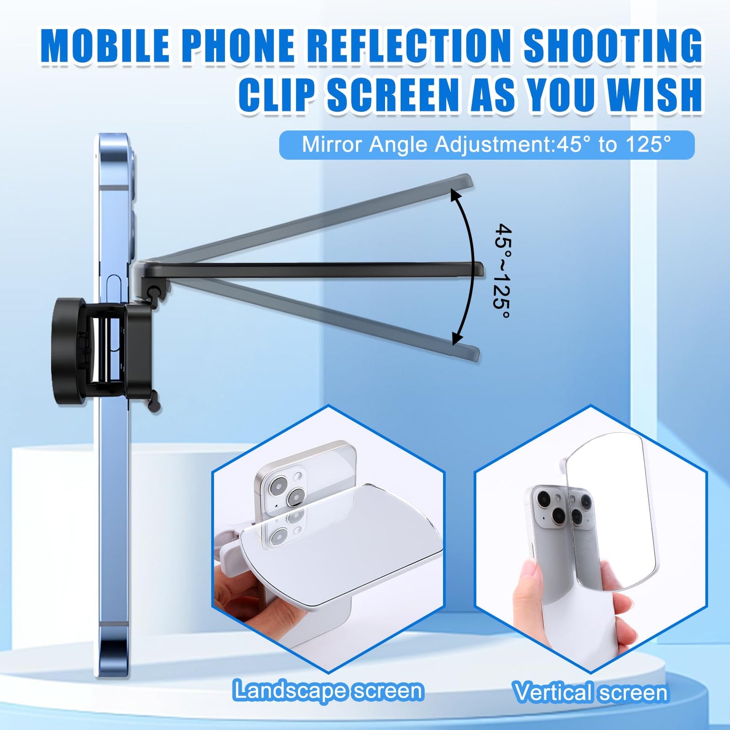 Clip-On Camera Mirror Reflection Clip - Selfie Mirror for Back Camera Scratch-Resistant