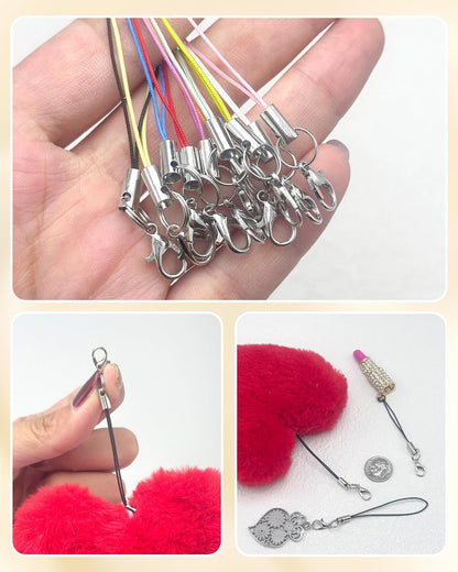 Charm Straps 100 Pack — Lobster Clasp Lanyard for Cell Phone, USB, Keychains & D