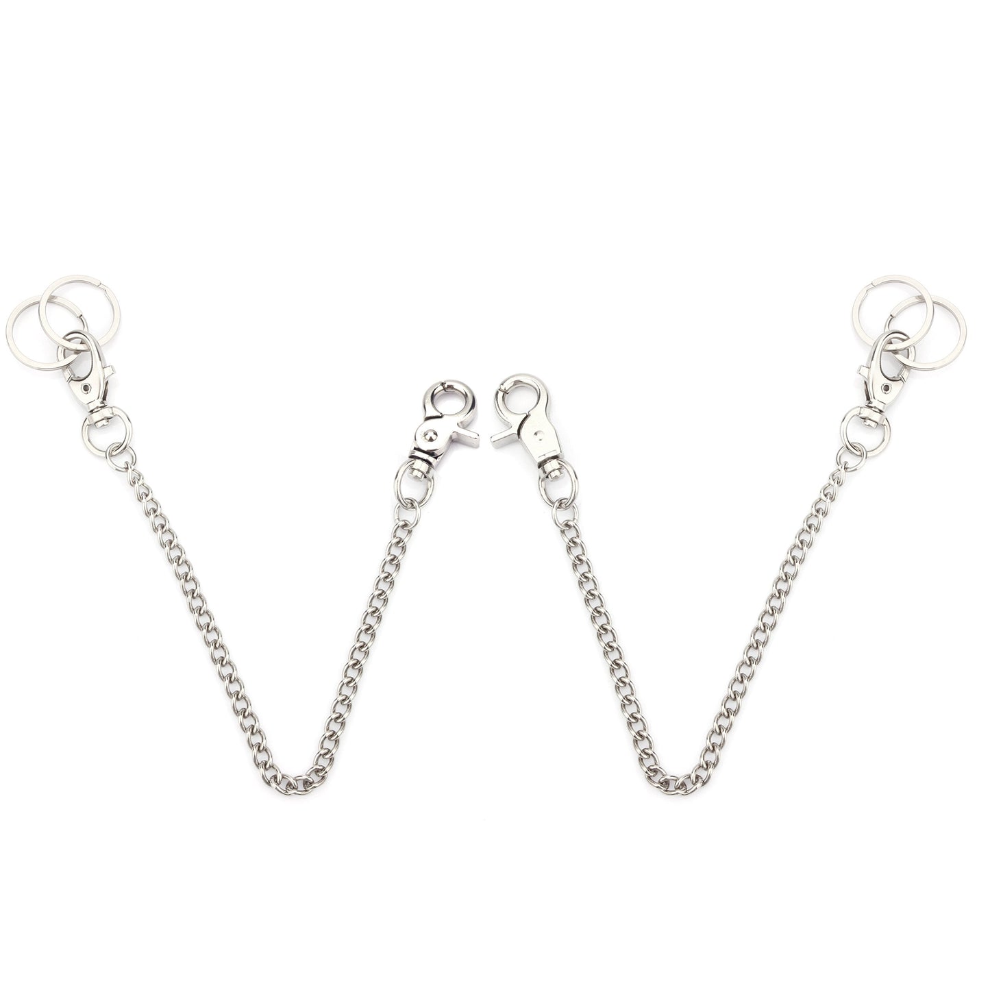 Chain 2 Pack 8" — Heavy Duty Pocket Keychain Lobster Clasp & Key Rings for Jeans