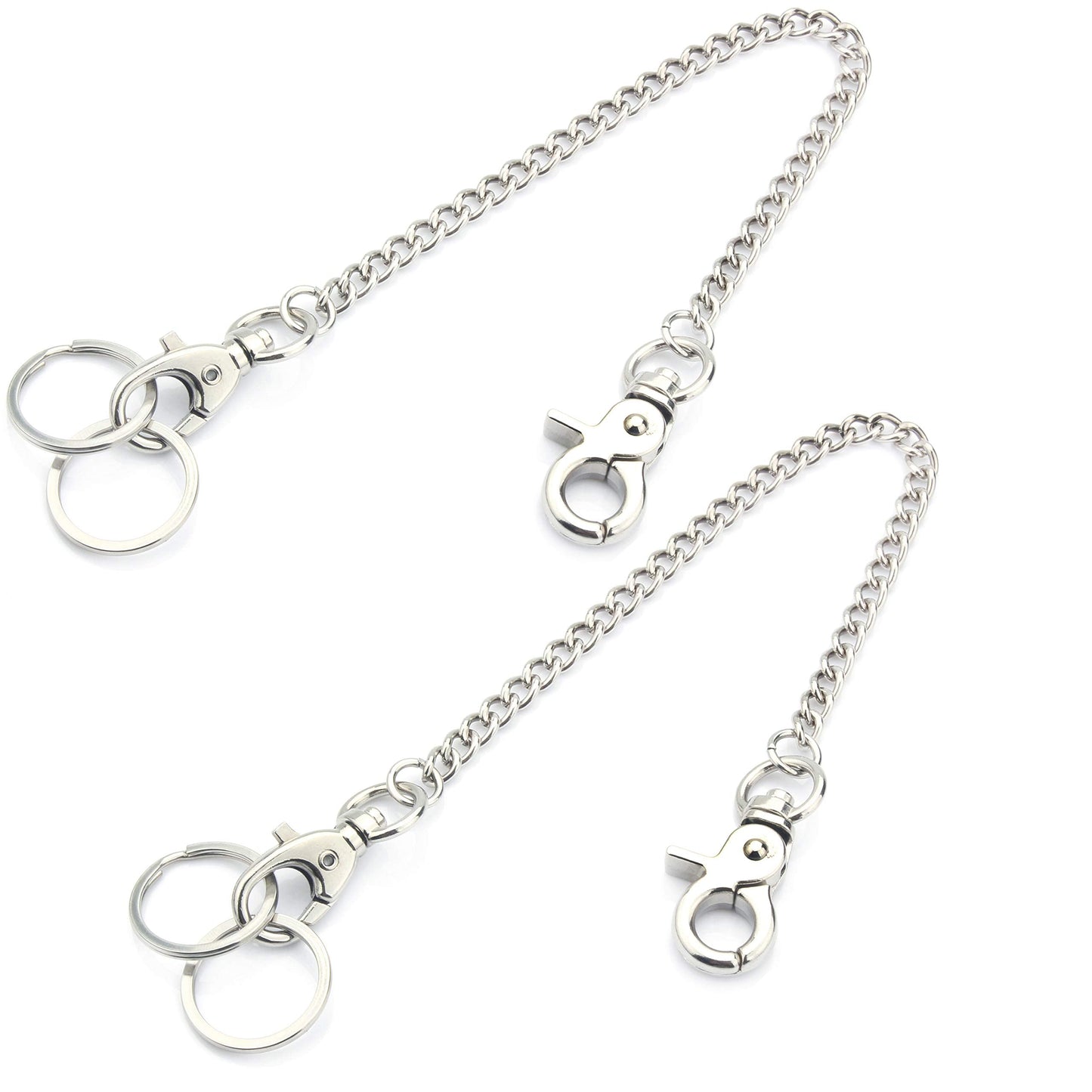 Chain 2 Pack 8" — Heavy Duty Pocket Keychain Lobster Clasp & Key Rings for Jeans