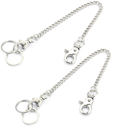 Lot de 2 chaînes de 20 cm – Mousquetons robustes et porte-clés pour jeans