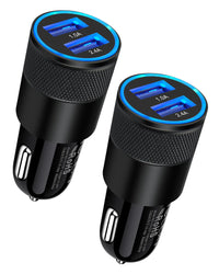 Chargeur de voiture USB double port (lot de 2) - Charge rapide 3,4 A pour iPhone 17 16 15 14 et Samsung Galaxy